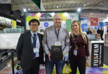 Fujifilm Announces Winners Of Design Challenge Tomo Hemmi, Fujifilm, Grand Prize winner Rowan Maher and Anja Kirton, Fujifilm.