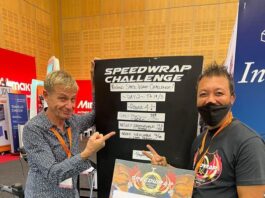 Contestants Race Against The Clock During Speedwrap Challenge At Sign Africa Cape Town Expo Contestants Race Against The Clock During Speedwrap At Sign Africa Expo In Cape Town